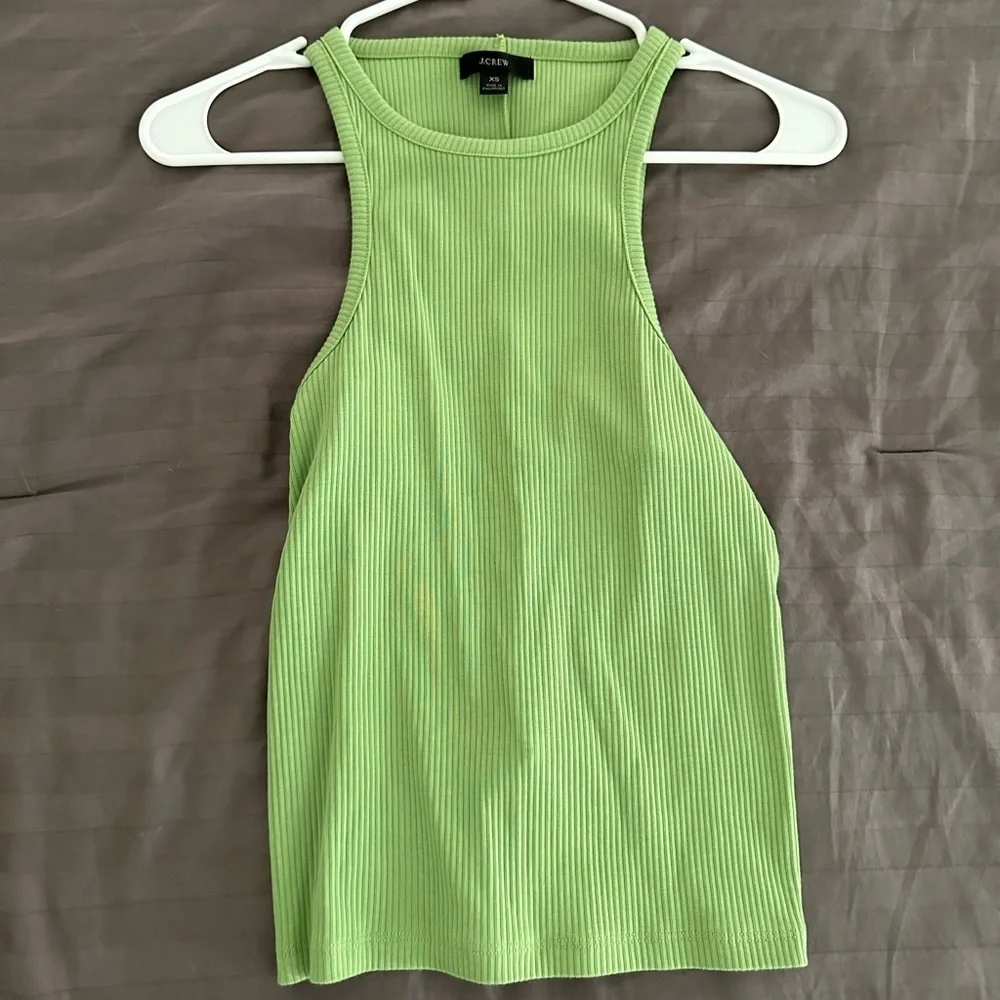 J.Crew NWOT Ribbed Tank Top Green Sleeveless Scoop Neck XS